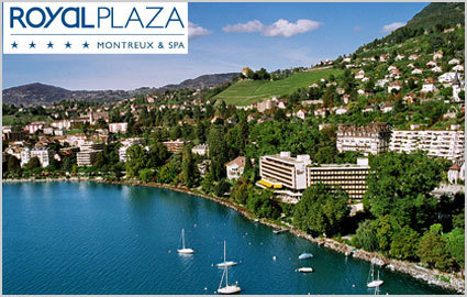 CHF 299 instead of CHF 424 for 1 night for 2 people at the Luxurious 5-star Hotel Royal Plaza Montreux & Spa Incl Deluxe Lake View Room w Terrace, Breakfast for 2, Spa access, Internet, Parking & Riviera Card Photo