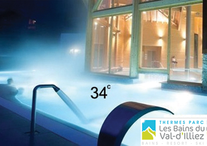 CHF 44 From CHF 25 for 2 people 34 degrees all winter, just 90 minutes from Geneva: pass for 2 people to Thermes Parc Thermal Baths Complex, incl natural thermal river, indoor & outdoor pools, hot tubs & more  Photo