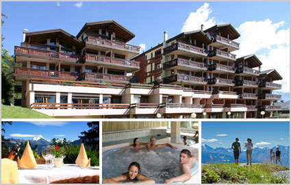 From CHF 330 CHF 189 
Summer getaway in beautiful Crans-Montana, among Switzerland's best mountain resorts: 1 night for 2 people at the 4* Helvetia Intergolf Crans Montana Hotel. Rated #2 best hotel in Crans by TripAdvisor. Incl Double Room, breakfast, Spa access. Kids welcome  Photo