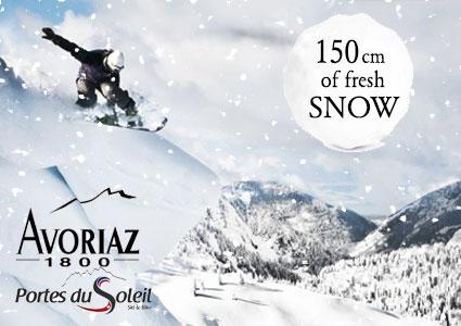 150 cm of fresh snow on the slopes!
CHF 42 CHF 27
Avoriaz ski pass with optional extension to entire Portes du Soleil domain (when adding EUR 8.50 at the caisse directly) Photo