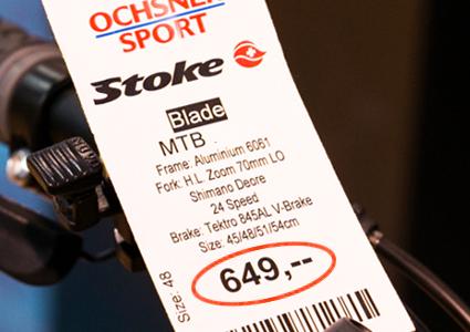 CHF 649 CHF 399 Oschner Sport's best-seller 
All-Terrain Mountain Bike Stoke Blade (24-speed) direct from Ochsner Sport Switzerland, incl 2 year guarantee. Unisex model (2015), 4 sizes available. Collect your bike from Ochsner Sport Geneva from May 9 onwards  Photo