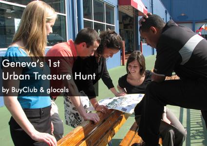 BuyClub & glocals Event 
Geneva's 1st Urban Team Treasure Hunt: 10 Teams Compete for Crazy Prizes by Finding Clues Across Geneva, Completing Team Challenges & Having a Great Day Out. Saturday, Sep 19, 14h-17h. Powered by Adventurebox 
Join solo or with friends, and we'll assemble everyone into teams of 10  Photo