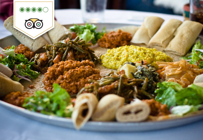 4 Stars on Tripadvisor

Authentic Ethiopian Meal at Nyala Barka


	Incl Starter + Main + Dessert + Cocktails
	Valid Dinner Mon-Thurs & Lunch Tue-Thurs for Eat In or Takeaway

 Photo