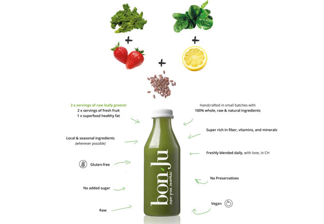 New in Geneva
Fresh Super Green Smoothies  Delivered to Your Door by BonJu

Includes 6 smoothies + Delivery in Geneva
 Photo