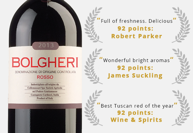 Back by Demand
6 Bottles of Grattamacco Bolgheri Rosso 2013: Rated 92 Points by Robert Parker, Ranked "Year's Best Tuscan Red" by Wine&Spirits MagazineCollect your wine 7/7 from Geneva center OR have it delivered 
 Photo