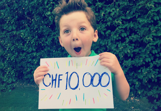 We Did It! CHF 10'000 Raised!
BuyClubbers Do Miracles: Help Us Send Sebastian, a 5-Year Old from Geneva with Autism, to Summer Camp
BuyClub.ch donates the 1st CHF 1'000 of the CHF 10'000 target. We need your help for the rest. Give now!
 Photo