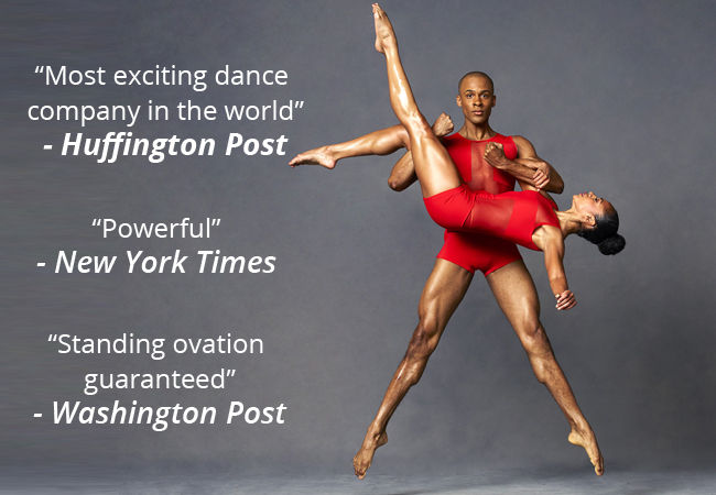"Marvellous" -New York Times
​"World's most exciting dance company" - Huffington Post​Contemporary Dance by Alvin Ailey American Dance Theater

Sept 19 & 20 @ 20h, Théâtre du Léman
 Photo