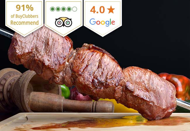 4 Stars on TripAdvisor, Recommended by 91% of BuyClubbers
All-You-Can-Eat Brazilian Meat Rodizio for 2 plus Caipirinhas at Aquarela do Brasil

Valid Dinner 7/7 & Lunch Fri+Sun
 Photo