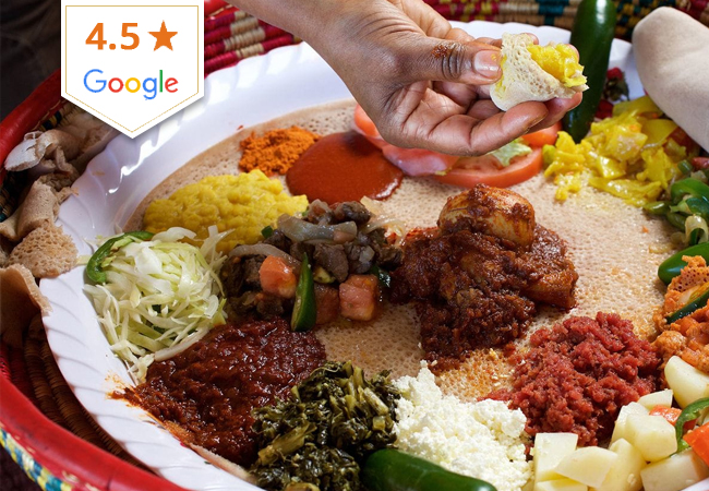 4.5 Stars on Google
Forget Forks! Ethiopian Dining at Nyala Barka: 3 Course Dinner/Lunch plus Drinks for 2 People​

Discover the bursting flavours of Ethiopian stews, all scooped up by hand with injera bread. Valid Mon-Thu
 Photo