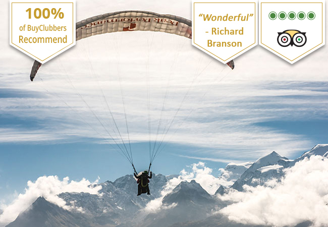 >Sale Extended<
​Recommended by 100% of BuyClubbers
Tandem Paragliding Over Amazing Verbier with Verbier Summits

Verbier's best-rated paragliding school, awarded a TripAdvisor Certificate of Excellence & a perfect 5-star based on 70 reviews
 Photo
