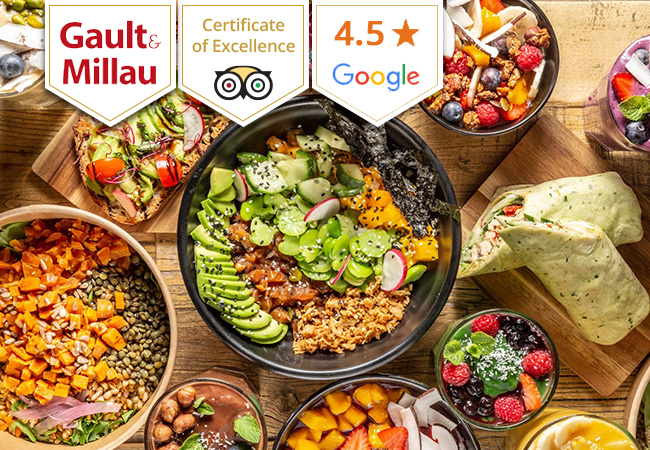 "Healthy food in a cool atmosphere" - Gault&Millau Green Gorilla Café: Superfood Salads, Poke Bowls, Fresh Juices & More. 1 Voucher = CHF 70 Open Credit Valid at Green Gorilla Eaux-Vives & Green Gorilla Holmes Place
 Photo