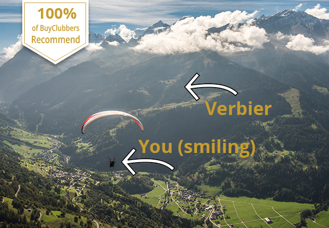 ​Recommended by 100% of BuyClubbers

Tandem Paragliding Over Beautiful Verbier with Verbier Summits Breathtaking views with Verbier's #1 rated paragliding school, awarded TripAdvisor's Certificate of Excellence & a perfect 5-star rating. incl video & photos of your flight

 
 Photo