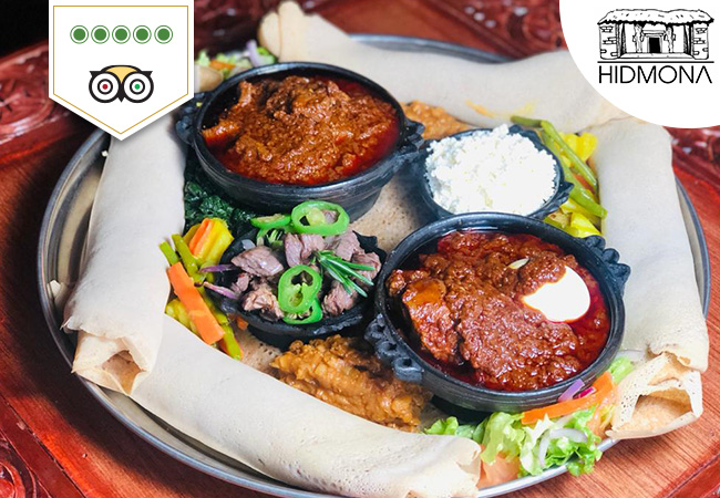 5 Stars on Tripadvisor

Traditional Eritrean Cuisine at Hidmona (Center Town):
3-Course Meal for 2 People

This recently-opened Eritrean restaurant serves authentic African cuisine rated 5 stars on Tripadvisor and 4.9 stars on Google
 Photo