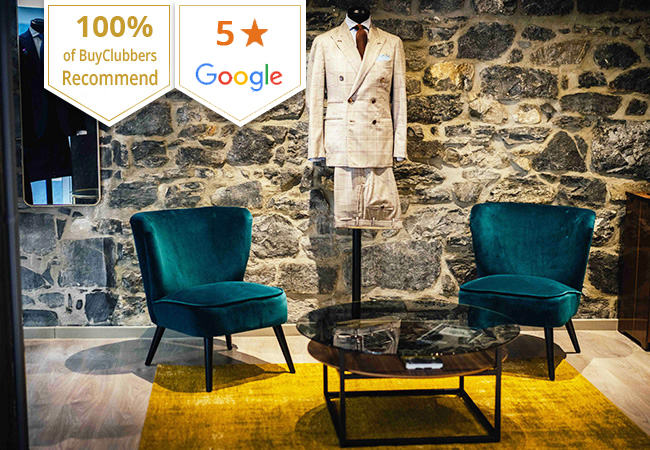 5 Stars on Google
​Made-to-Measure Dress Shirts or Suit by Dalbiondo Tailoring


	3 x Shirts: CHF 594 359​
	1 x Suit: CHF 990 589


​​Dalbiondo's tailors will measure you in their Eaux-Vives showroom while you select your fabric & style. Your unique garment will be ready 5 weeks later

​​
 Photo