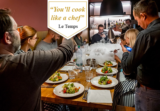 "Cook like a chef!" - Le Temps
Cooking Classes at Les Ateliers by Serge Labrosse (Plainpalais) incl All Ingredients, Wine & DinnerDeveloped by one of Geneva's best Michelin-starred chefs. Classes in Everyday Cooking, Molecular Cuisine, ​​Gourmet Dining, Fish & more
 Photo