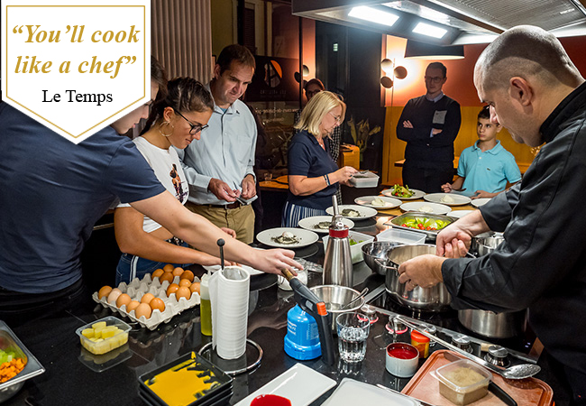 "Cook like a chef!" - Le Temps
Cooking Classes at Les Ateliers by Serge Labrosse (Plainpalais) incl All Ingredients, Wine & DinnerDeveloped by one of Geneva's best Michelin-starred chefs. Classes in Everyday Cooking, Molecular Cuisine, ​​Gourmet Dining, Fish & more
 Photo