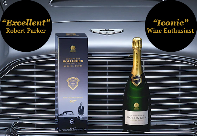 "Intense, very elegant & refined" - Robert Parker
6 x Bollinger Champagne Special Cuvée "007 Limited Edition". Pre-Xmas Delivery / Pick-up

Bond's favorite champagne, with each bottle in an individual special-edition gift box
 Photo