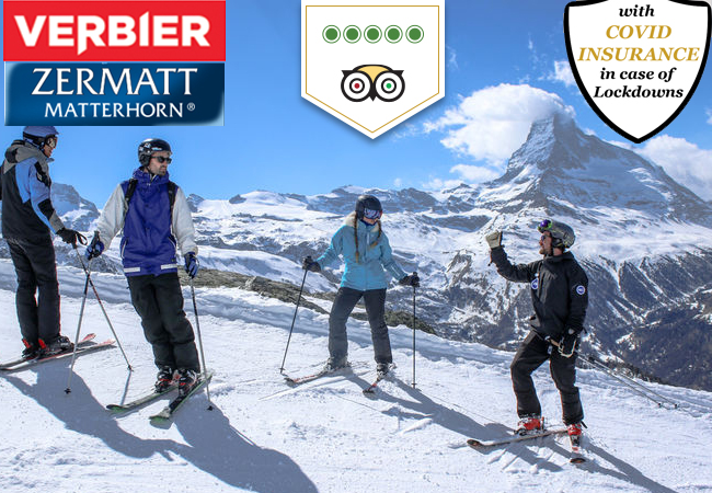 5 Stars on Tripadvisor
​2h Private Ski Lesson for up to 5 People in Verbier or Zermatt with European Snowsport. For All Levels, Valid 7/7 All Season
European Snowsport is ranked #1outdoor activity in Zermatt & features among the top 5 in Verbier by Tripadvisor
 Photo