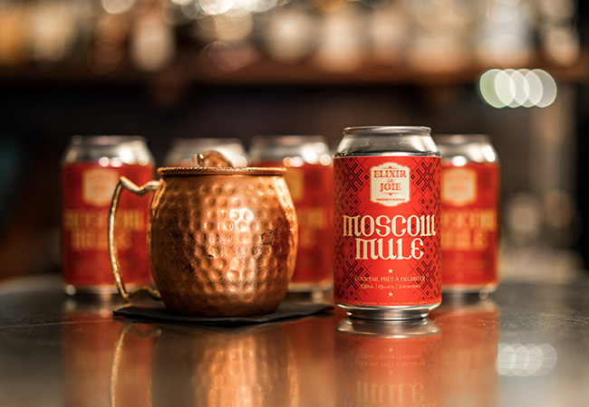 "Just pour & enjoy!" - Gault & Millau

Ready-To-Pour Cocktail Cans (18 Servings in 9 Cans) from Elixir de Joie Switzerland with Free Delivery. Includes:


	Moscow Mule 6 servings
	Mojito 6 servings
	London Mule 6 servings

 Photo