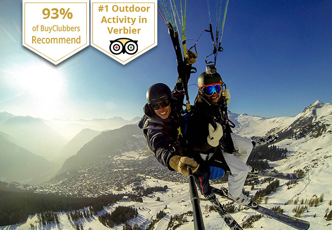 Recommended by 93% of Buyclubbers
​Tandem Paragliding Over Snowy Verbier for Adults or Kids, with Verbier Summits. Incl Video + Pics of Your FlightVerbier Summits is rated "#1 Outdoor Activity
in Verbier" on Tripadvisor with a perfect
5-star rating

 
 Photo
