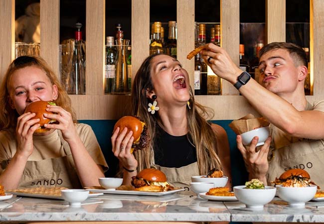 Just OpenedJapanese-Inspired Burgers & Booze at SANDO (Terrassi&egrave;re): CHF 60 Food & Drinks Credit

SANDO&rsquo;s newest location is rated 4.7 stars on Google and serves creative burgers bursting with Japanese flavours by award-winning chef Ival&uacute; Acurio
 Photo