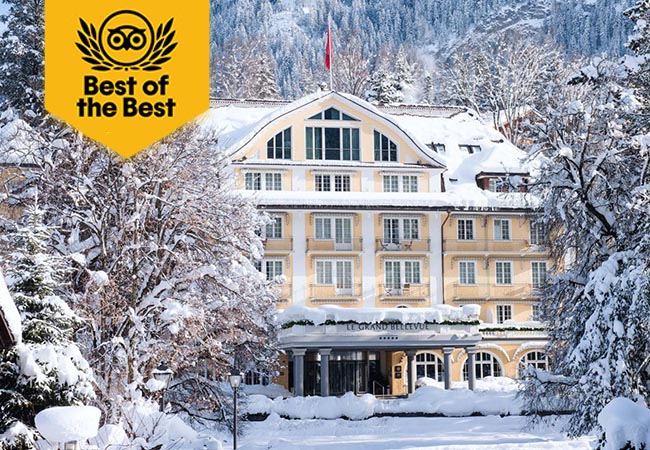 Tripadvisor Best-of-the-Best Award
Gstaad Grand Bellevue 5*-Superior Hotel: Overnight Stay for 2 with Gourmet Dinner, Free Minibar, Spa Access & More

The Bellevue is ranked on Tripadvisor among Switzerland's best 20 hotels
 Photo