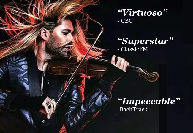 “The Beckham of violin" - CBC
Violinist David Garrett Performs Vivaldi, Schubert, Mozart & more: Apr 14 @ Victoria Hall

Forget old boring music: award-winning Garrett brings the classics alive in a contemporary way and was streamed 5 billion (!) times
 Photo