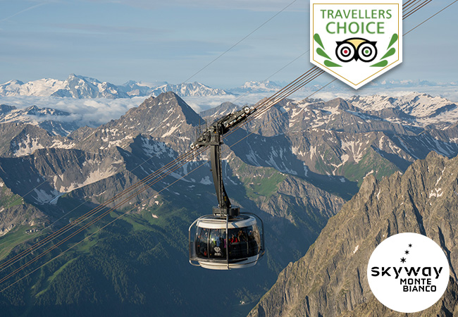 Tripadvisor Travellers Choice
Skyway Monte Bianco Cable Car (Courmayeur , 1h30 from Geneva): 1 Flexible Return Ticket Valid 1 YearAmazing cable ride from Courmayeur to Punta Helbronner - Italy's highest peak (3466m) with incredible views of Mont Blanc  & more attractions
 Photo