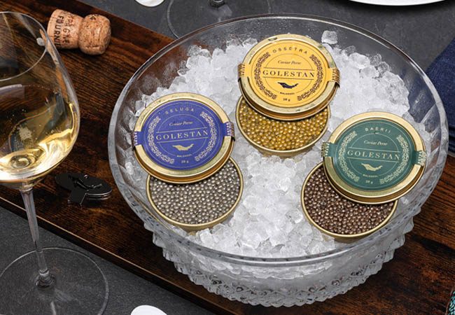 Golestan Premium Persian Caviar Tasting Duos:
50g Ossetra + 50g Baerii
or
50g Beluga + 50g BaeriiExperience the richness of Persian caviar with our exclusive tasting sets of exceptional sturgeon varieties. Treat yourself to an unforgettable tasting of tradition and finesse
 Photo