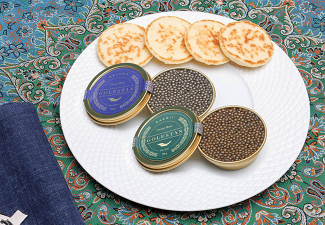 Golestan Premium Persian Caviar Tasting Duos:
50g Ossetra + 50g Baerii
or
50g Beluga + 50g BaeriiExperience the richness of Persian caviar with our exclusive tasting sets of exceptional sturgeon varieties. Treat yourself to an unforgettable tasting of tradition and finesse
 Photo