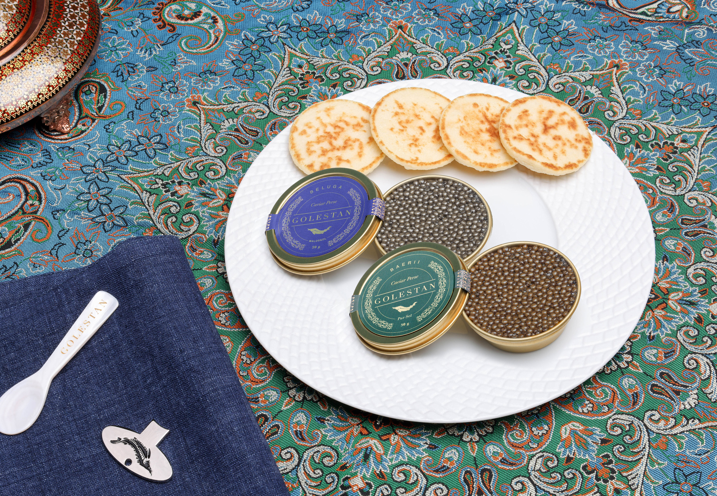 In Your Hands Before Xmas
Golestan Premium Persian Caviar:
+ Imperial Beluga (50g / 125g / 250g)
or
+ Royal Baerii (125g / 250g)Experience the richness of Persian caviar with exceptional varieties. Collect at Halle de Rive
 Photo