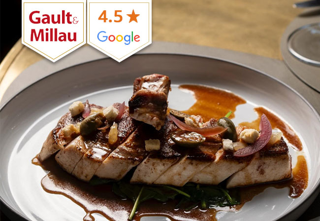 "Elegant" - Gault&MillauFrench-Mediterranean Fusion Cuisine at Monsieur Ador (Eaux-Vives): CHF 110 Food Credit

Cuisine that's a "delicious delight" (TdG) in this sleek James Bond-themed brasserie overlooking the Jet d'Eau
 Photo