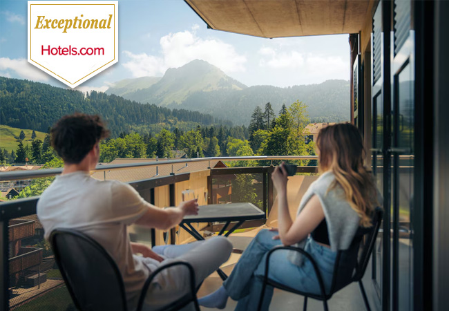 "Exceptional" - Hotels.com
Corbetta 4* Boutique-Hotel & Spa (Fribourg Pre-Alps): 1 Night for 2 People 

Reconnect with nature in this mountain hotel surrounded by a nature reserve.
Just 1h15 from Geneva & 30 min from Lausanne
 Photo