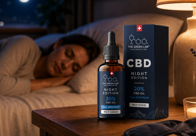 Purity-tested by Swiss Lab
Good Night: Swiss CBD Oil by The Green Lab (Free Delivery)

CBD oil is often used to improve sleep & reduce anxiety​
 Photo