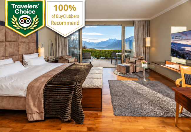 Tripadvisor Travellers' Choice
Le Mirador 5* Resort & Spa (near Vevey): Junior Suite Stay1 night for 2 people with breakfast, Spa access, free mini-bar, flexible re-booking & free parking
 Photo