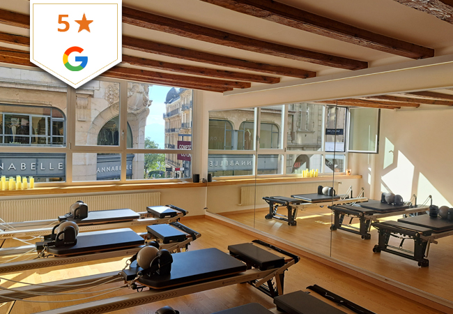 5* on Google 
5 x Pilates-Machine Group Classes at Studio Rituels (Lausanne Center)

Classes 7/7 for all levels (and for new mums)
 Photo